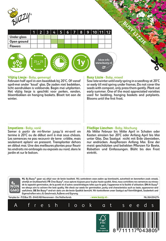Ahkeraliisa Baby siemenpussi takaa kylvöohjeilla