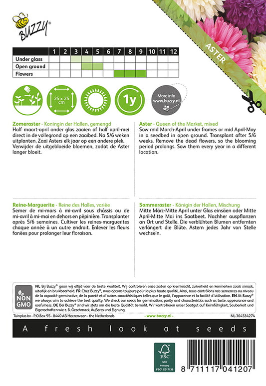 Kiinanasteri siemenpussi takaa kylvöohjeilla