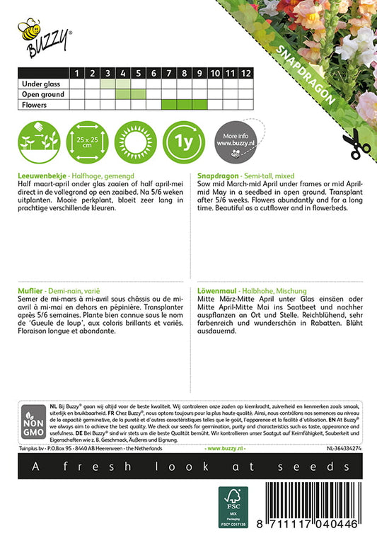 Leijonankita siemenpussi takaa kylvöohjeilla