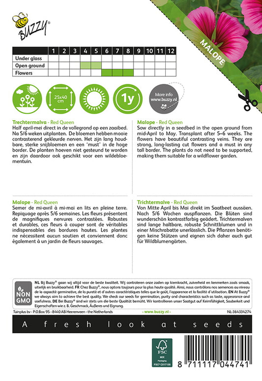 Maloppi Red Queen siemenpussi takaa kylvöohjeilla