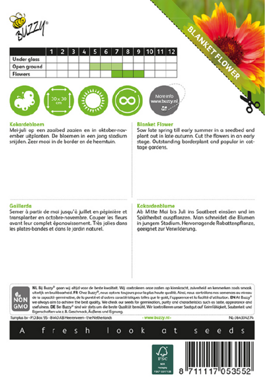 Syyssädekukka siemenpussi takaa kylvöohjeilla – Gaillardia aristata