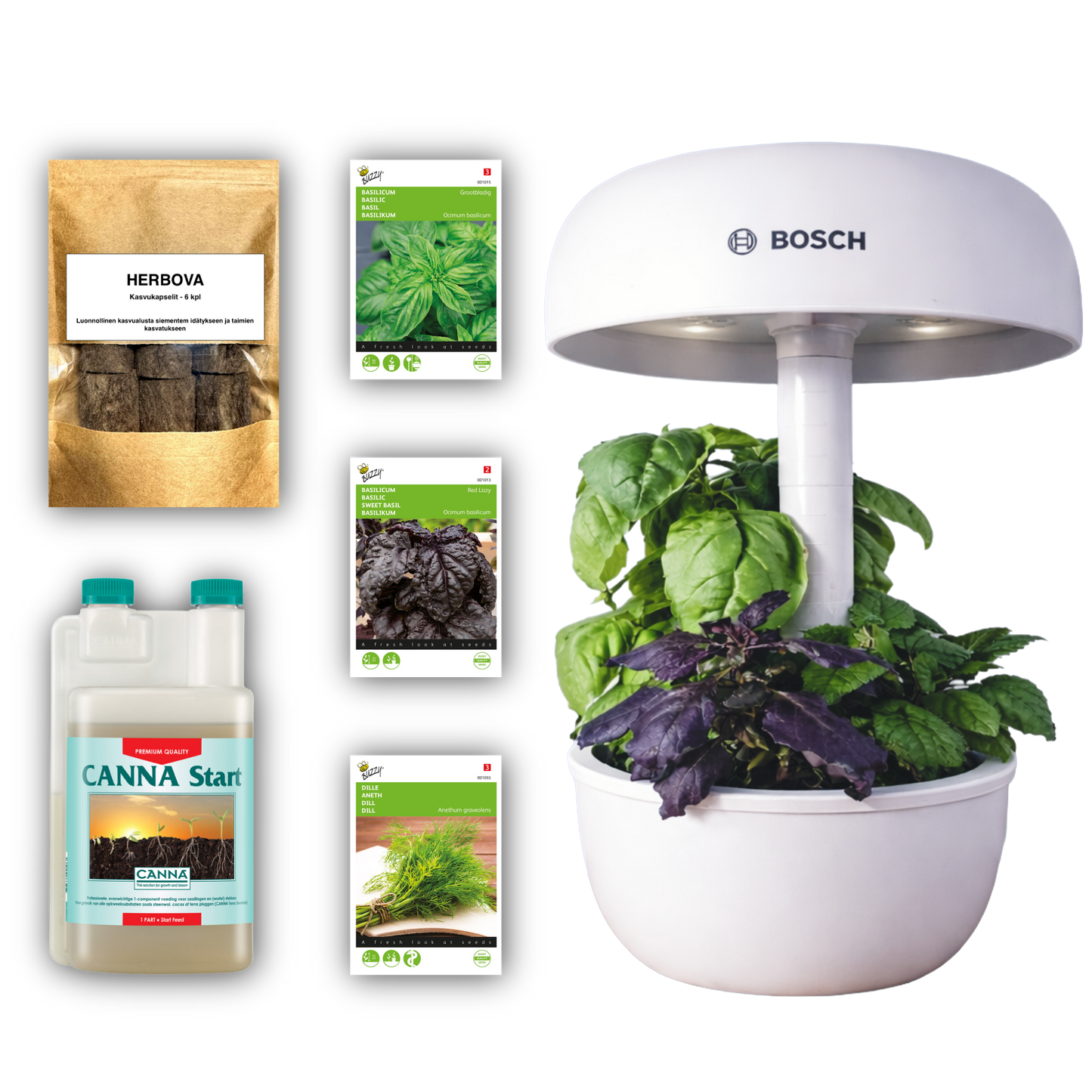 Bosch SmartGrow 3 – Täydellinen aloituspakkaus (laite, kasvukapselit, siemenet ja ravinne)