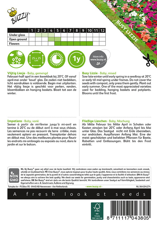 Ahkeraliisa Baby siemenpussi takaa kylvöohjeilla