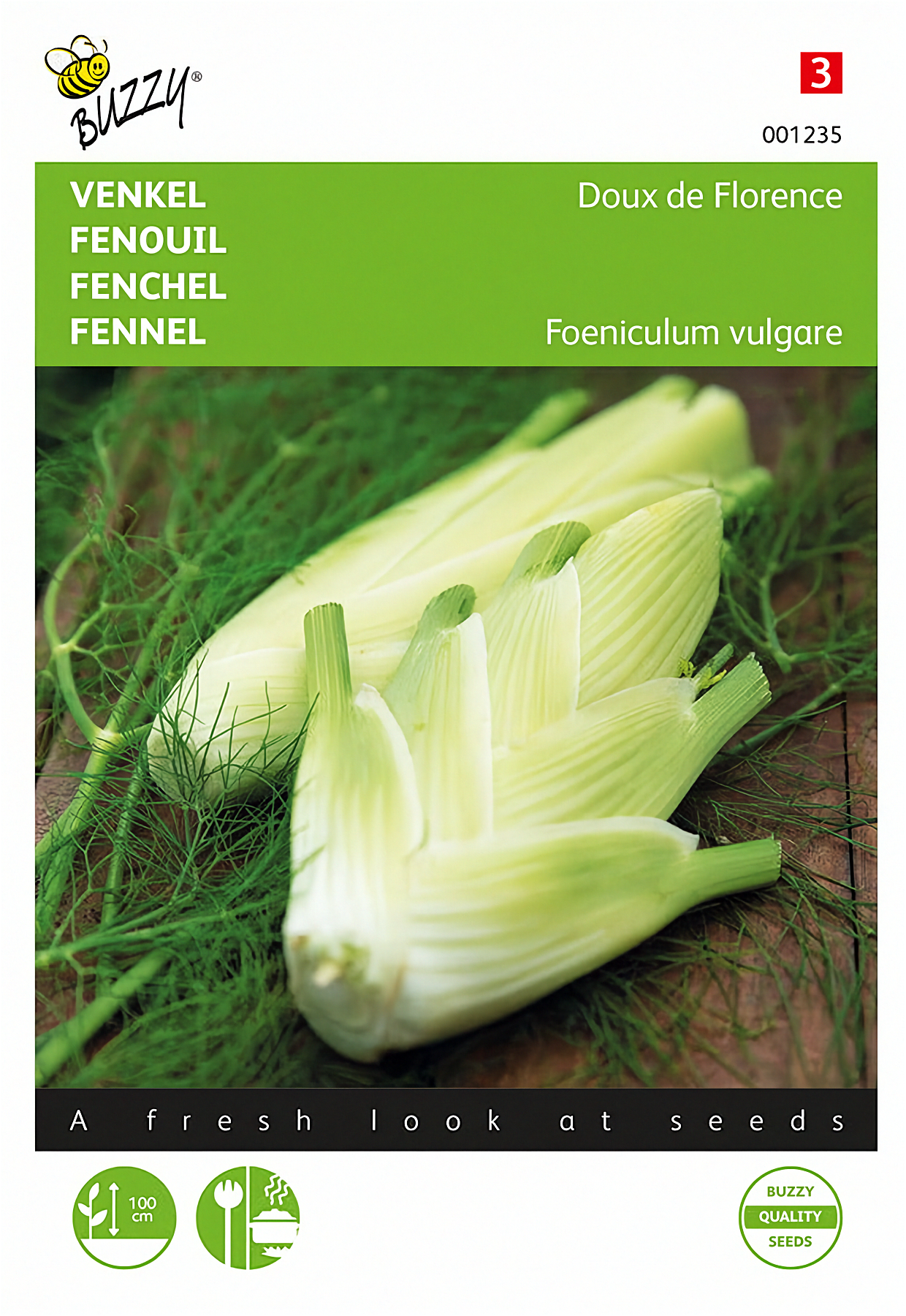 Front of the Buzzy® Fennel (Foeniculum vulgare var. dulce) seed packet.