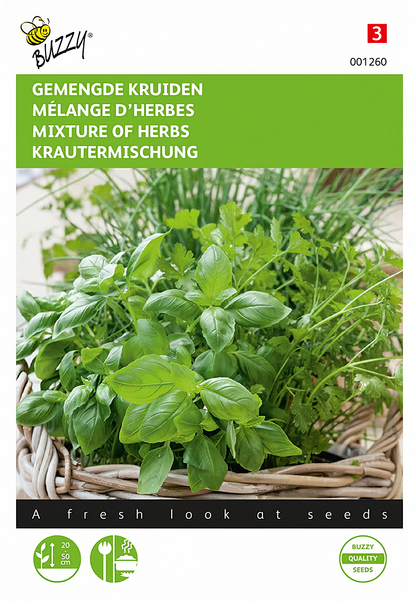 Front of the Buzzy® Mixed Herbs seed packet.
