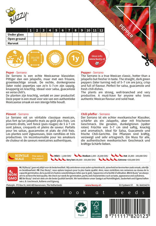 Serrano chili siemenpussi takapuoli – kylvöohjeet